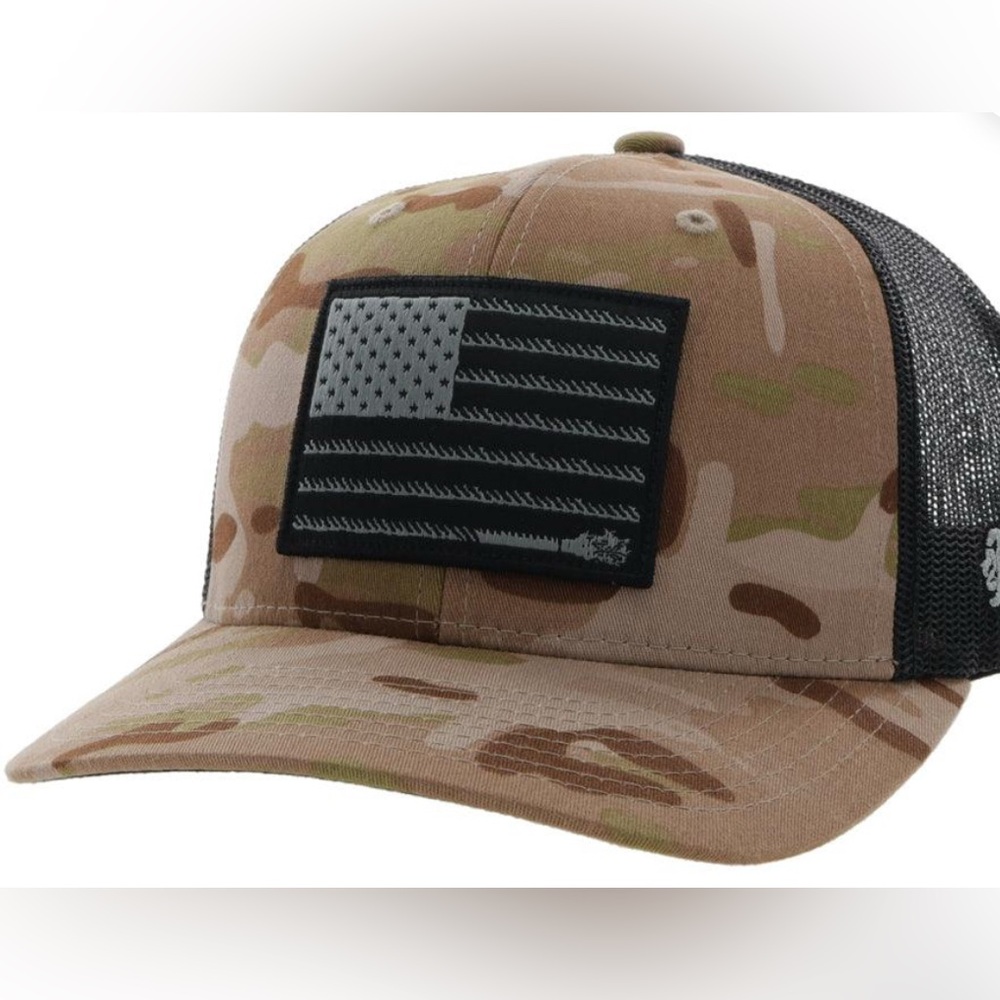 Camouflage American Flag Trucker SnapBack Hat